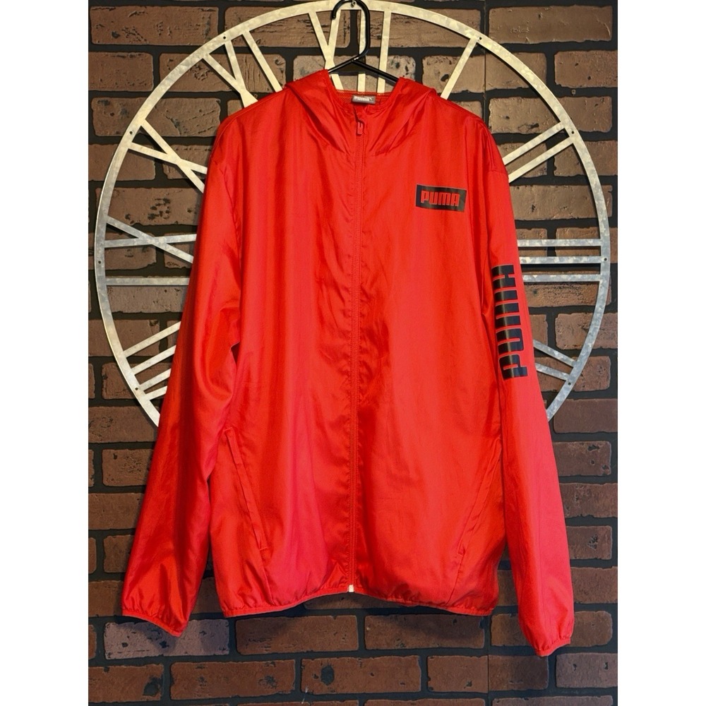 Men's‎ Puma Windbreaker Hoodie Jacket Red/Black Size XL